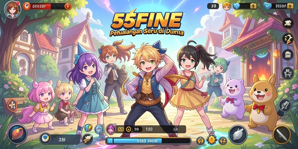 Tampilan menarik dari gameplay 55FIVE yang penuh warna.