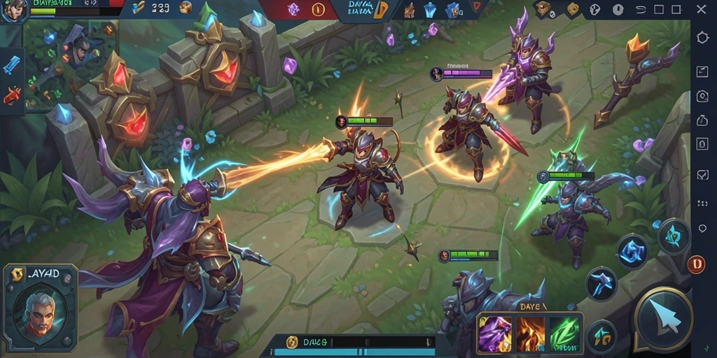 Screenshot yang menunjukkan aksi seru dari gameplay MOBA.