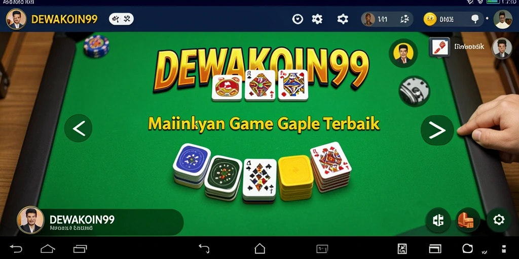 Tampilan gameplay DEWAKOIN99 dengan suasana permainan Gaple yang seru.
