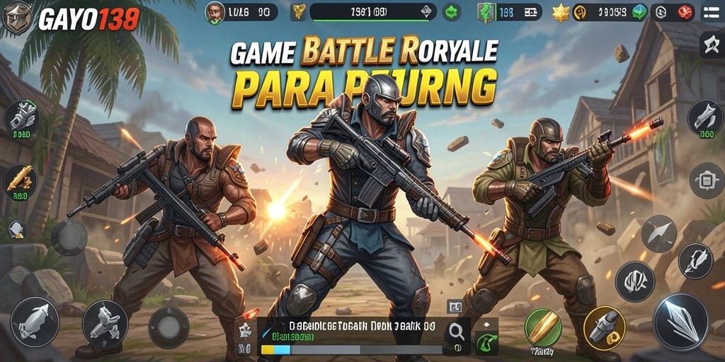 Gameplay seru dalam GAYO138 dengan pertempuran Battle Royale yang mendebarkan.