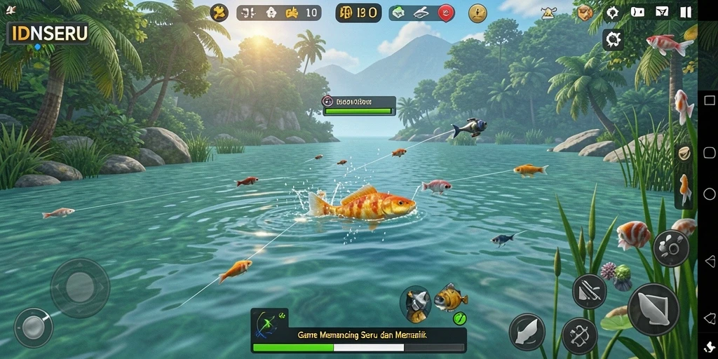 Tampilan gameplay memancing yang seru di IDNSERU.
