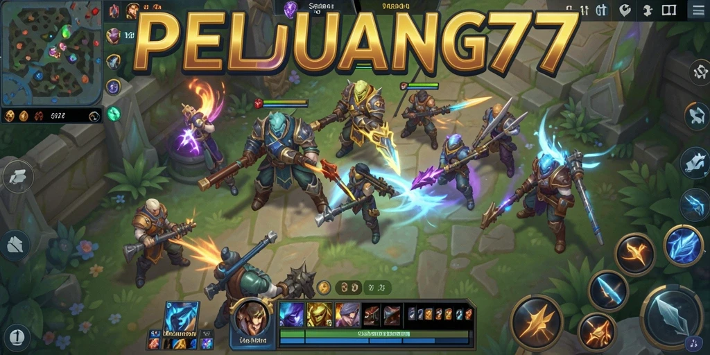 Screenshot gameplay PELUANG77 menampilkan pertarungan karakter yang epik.