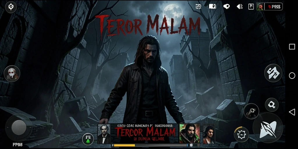 Screenshot dari gameplay PP88 menunjukkan suasana mencekam dan karakter yang terjebak.