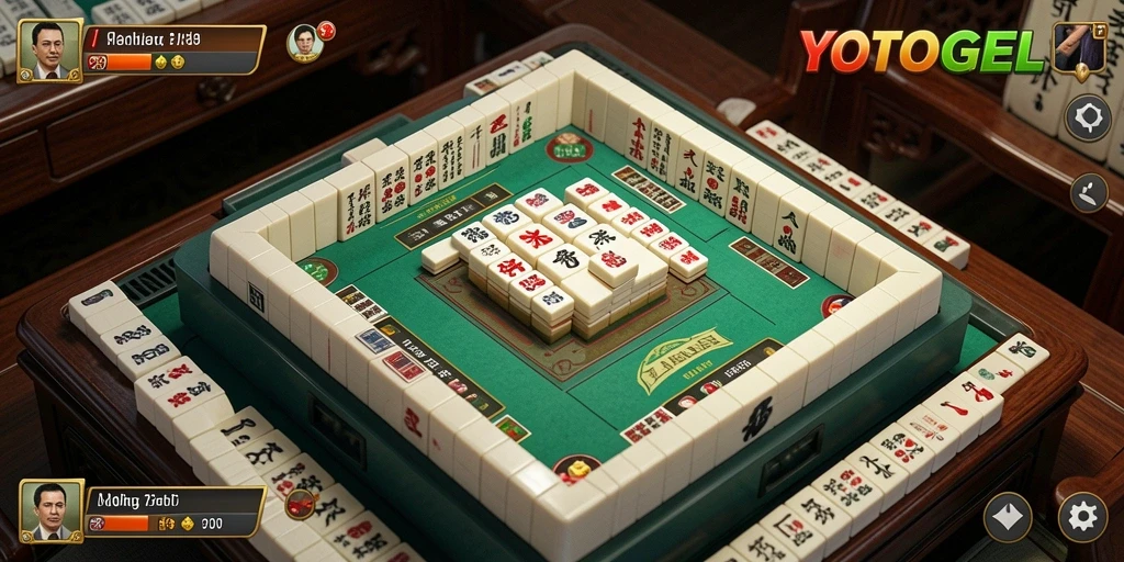 Tampilan gameplay YOTOGEL dengan ubin Mahjong yang berwarna-warni.
